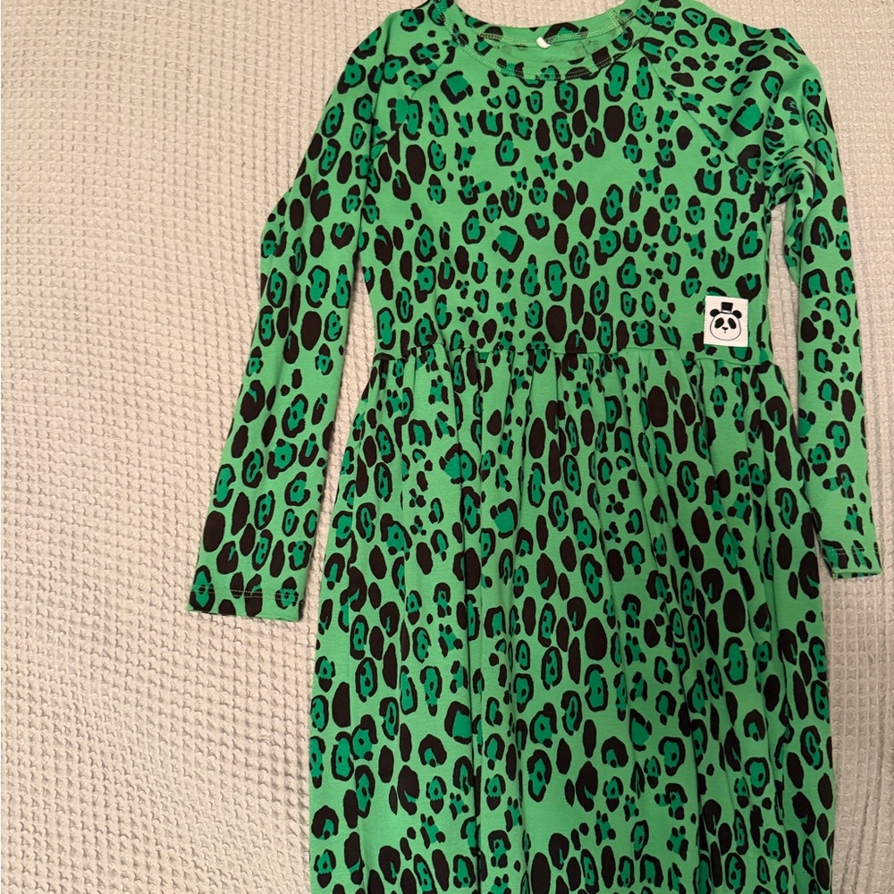 Mini Rodini Vibrant Green Animal Print Dress